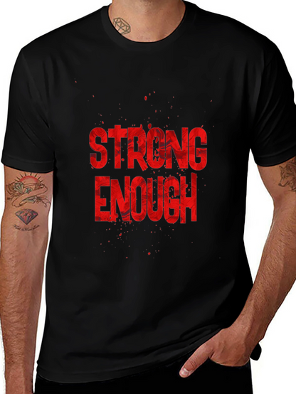 Strong Enough Graphic Tee - Black Cotton T-Shirt
