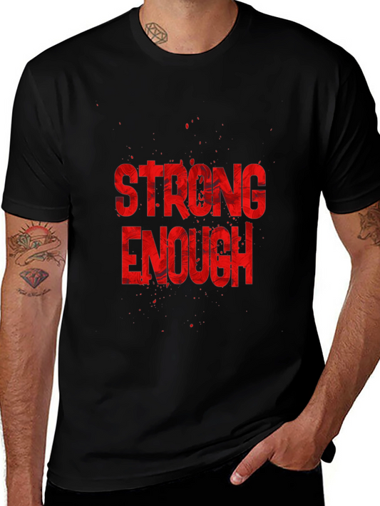 Strong Enough Graphic Tee - Black Cotton T-Shirt