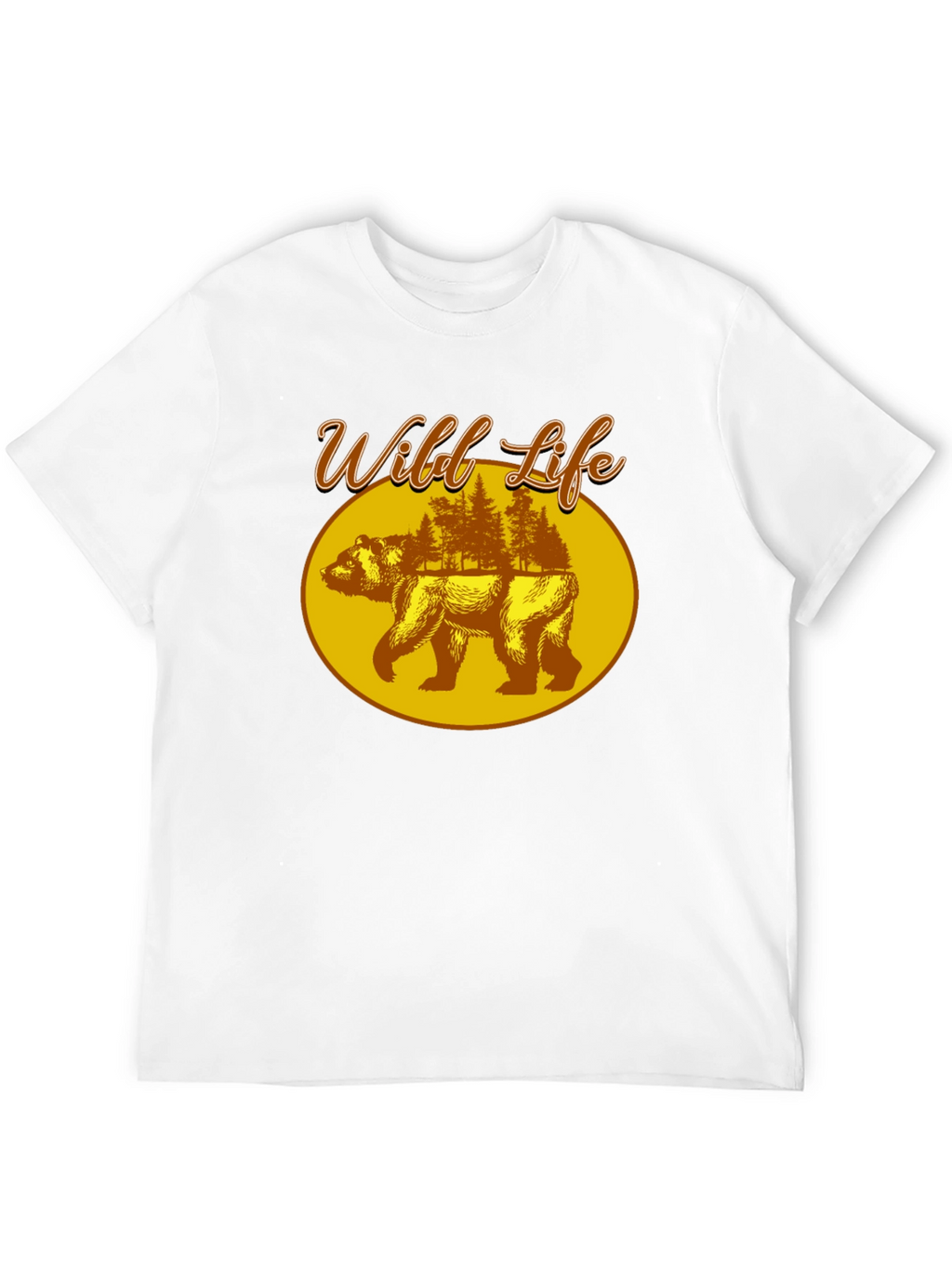 Wild Life Bear Graphic Print Black T-Shirt