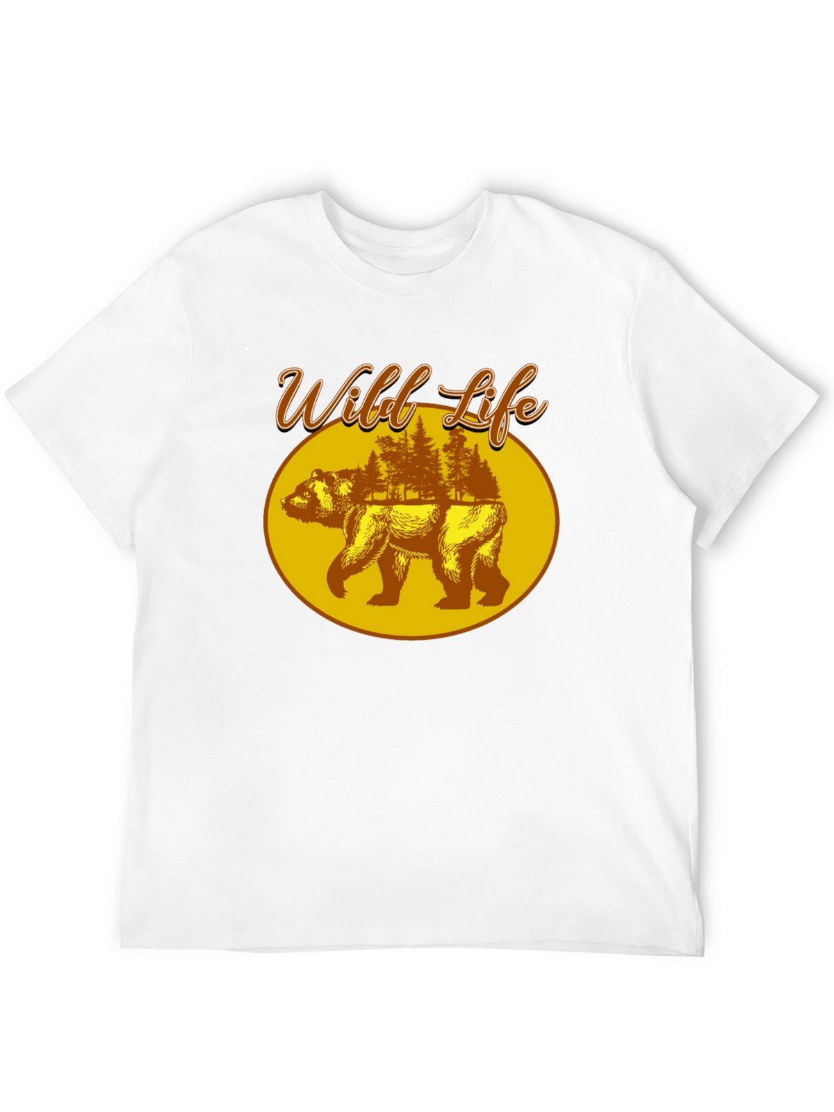 Wild Life Bear Graphic Print Black T-Shirt