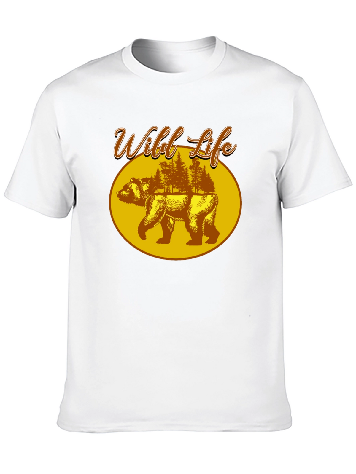 Wild Life Bear Graphic Print Black T-Shirt