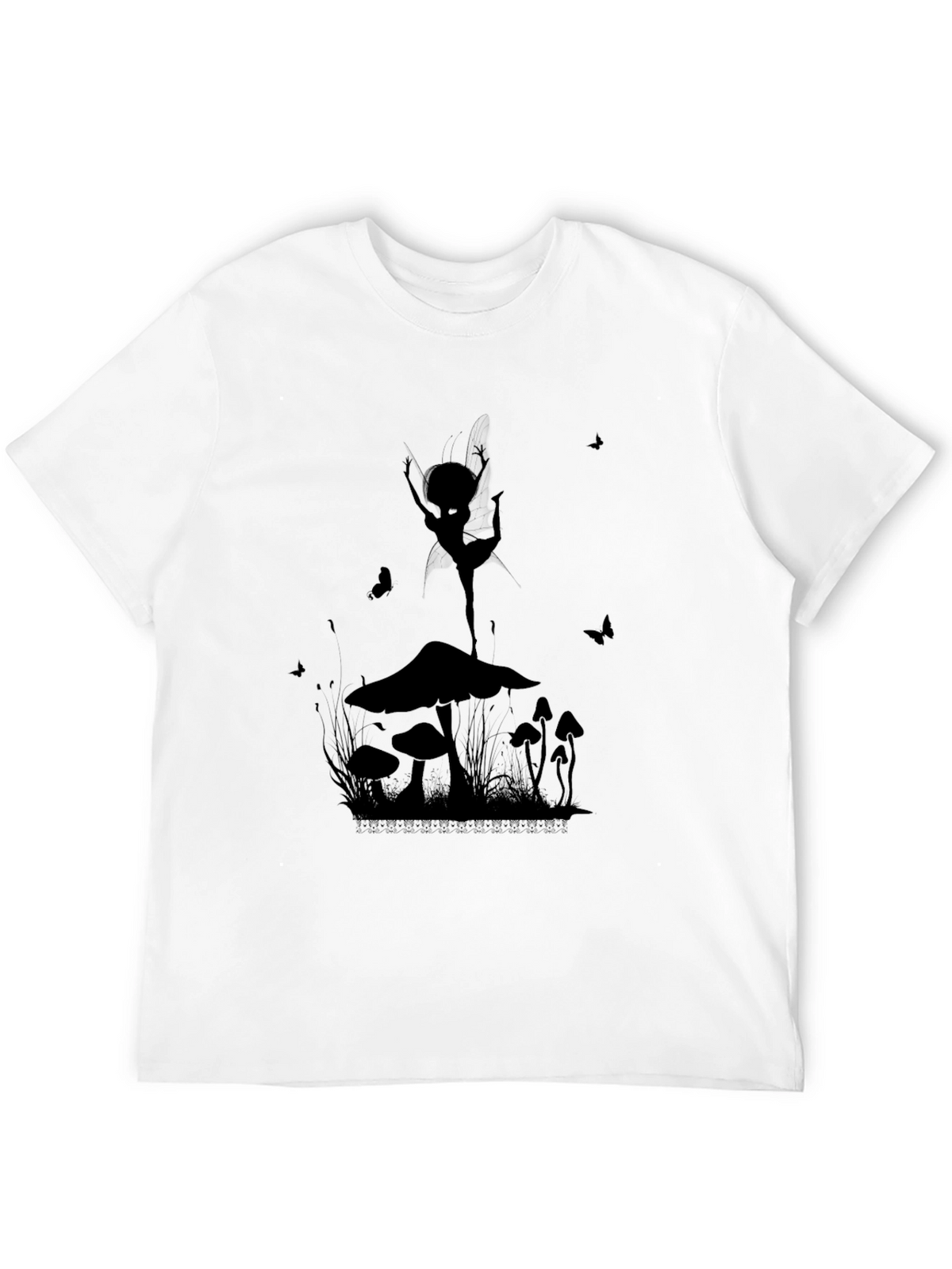 Mushroom Fairy Graphic T-Shirt - Black Cotton Tee