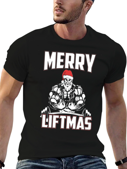Merry Liftmas Weightlifting Santa T-Shirt