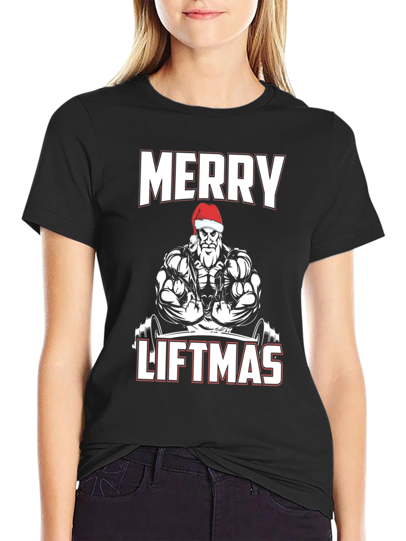 Merry Liftmas Weightlifting Santa T-Shirt