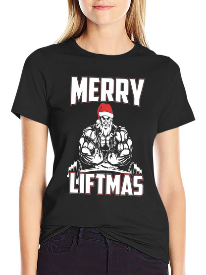 Merry Liftmas Weightlifting Santa T-Shirt