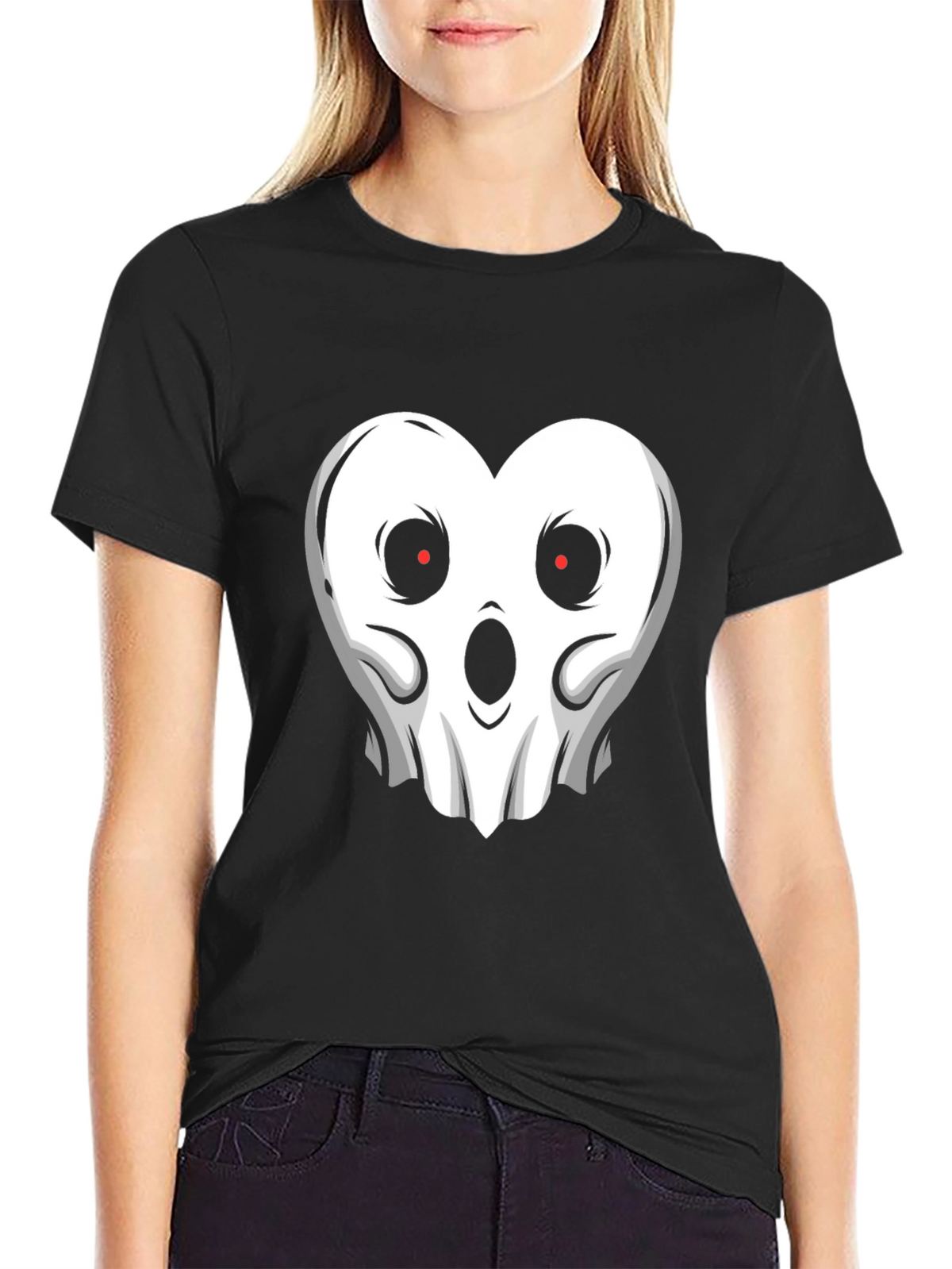 Ghostly Heart Graphic Tee - Spooky & Stylish