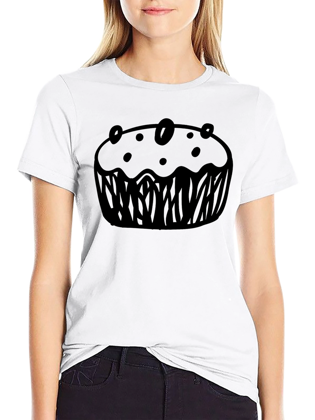 Muffin Graphic Black T-Shirt Casual Wear