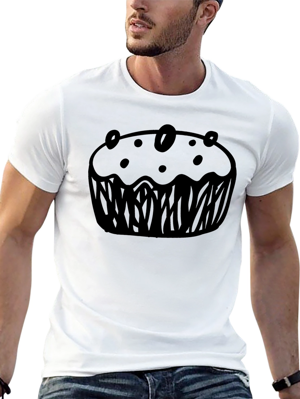 Muffin Graphic Black T-Shirt Casual Wear