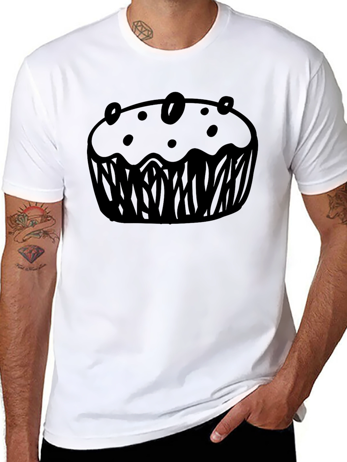 Muffin Graphic Black T-Shirt Casual Wear