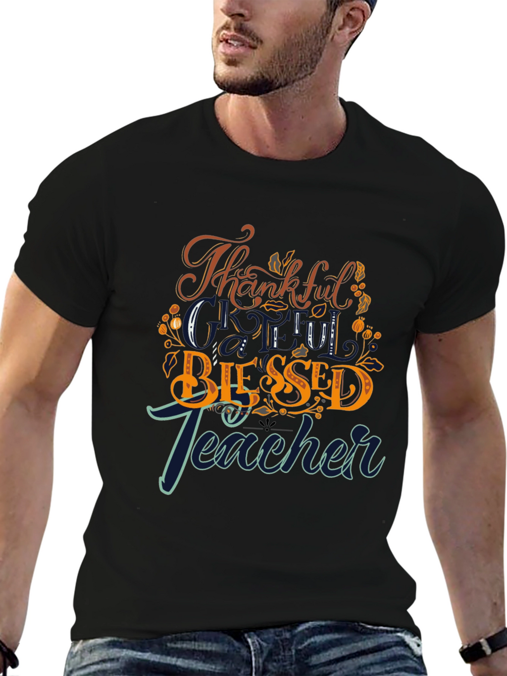 Thankful Blessed Teacher Graphic Tee