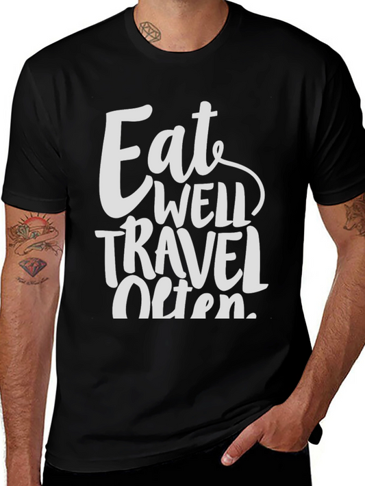 Eat Well Travel Often Graphic Tee - Black