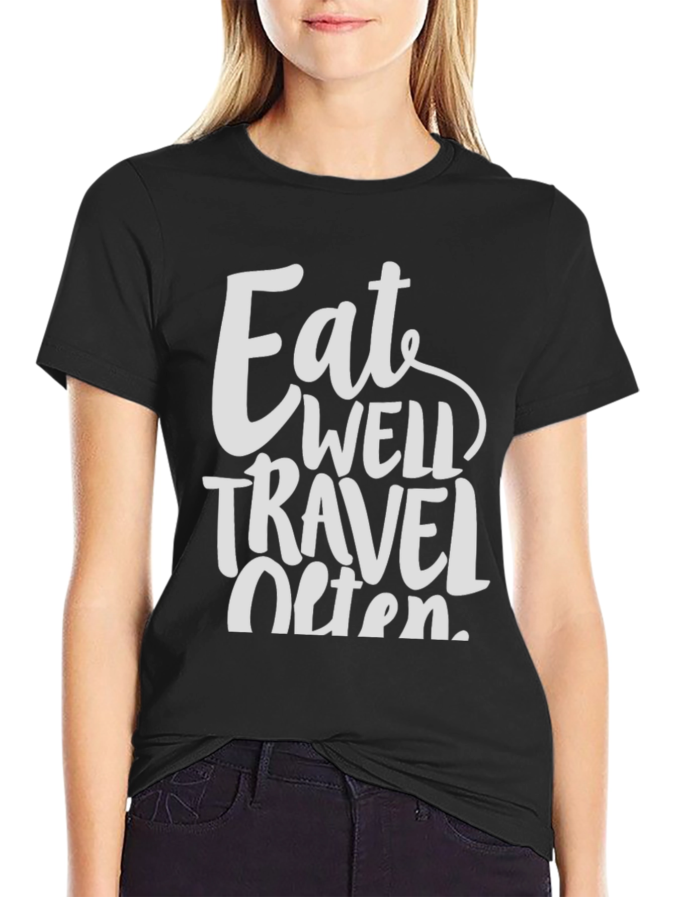 Eat Well Travel Often Graphic Tee - Black