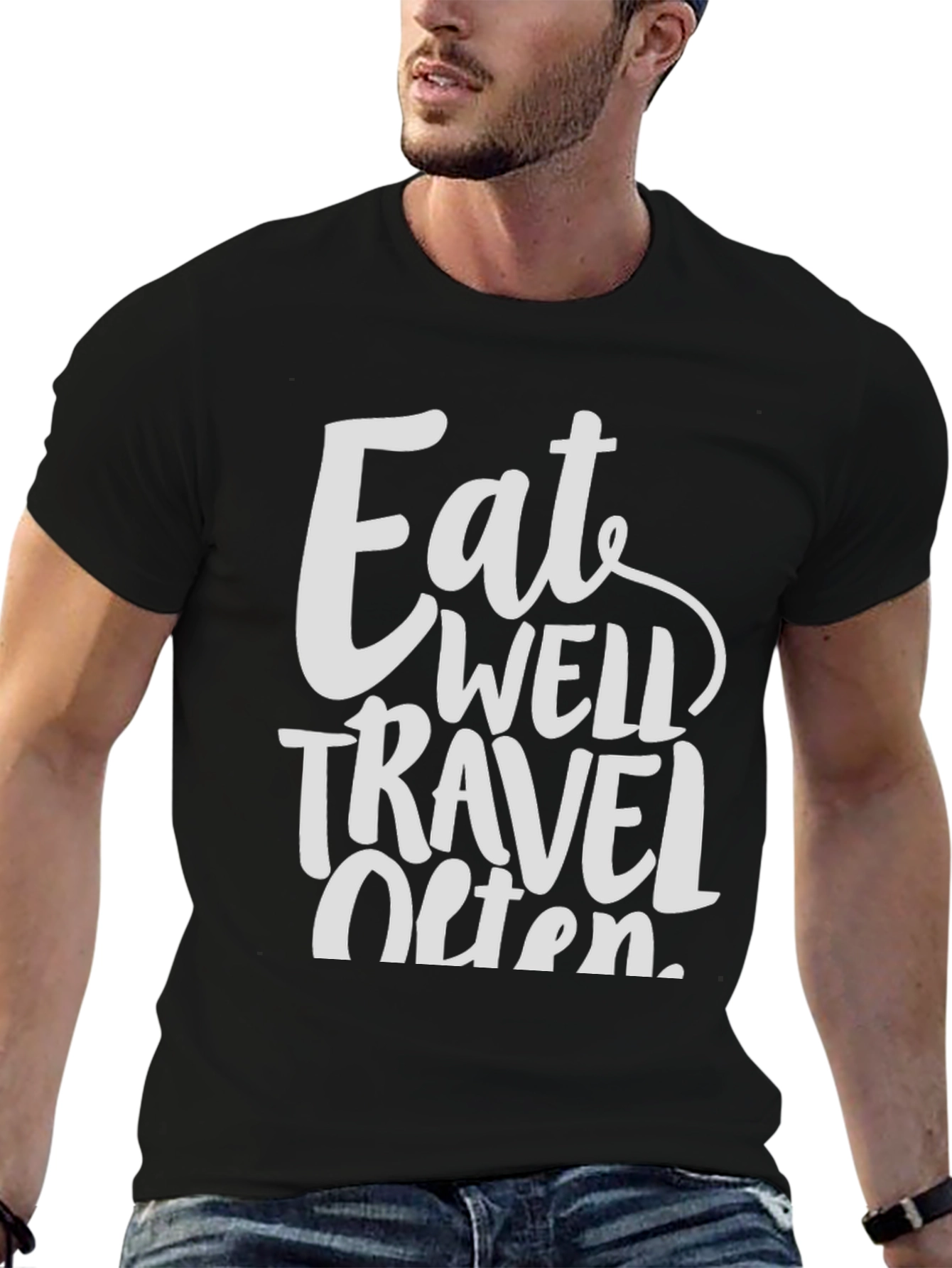 Eat Well Travel Often Graphic Tee - Black