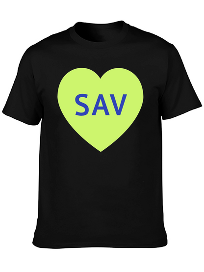 SAV Heart Graphic T-Shirt - Stylish Cotton Tee