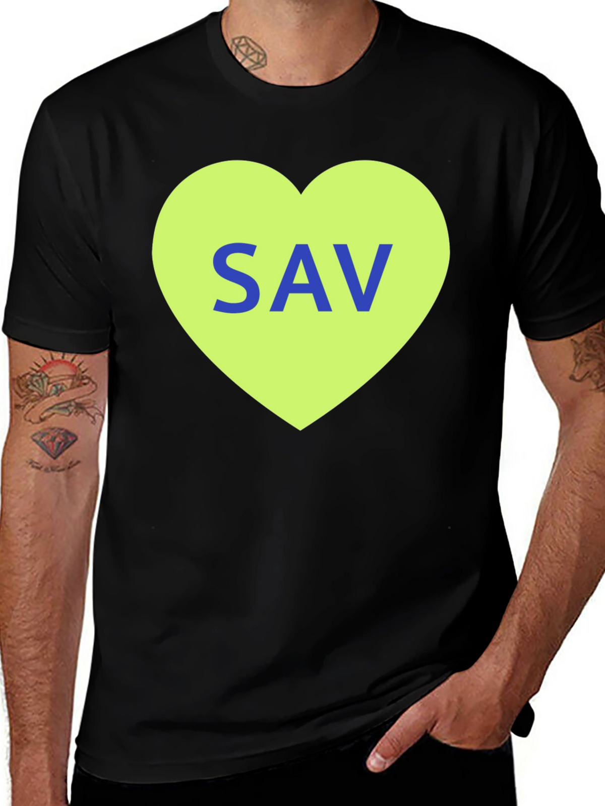 SAV Heart Graphic T-Shirt - Stylish Cotton Tee