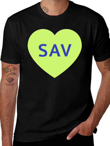 SAV Heart Graphic T-Shirt - Stylish Cotton Tee