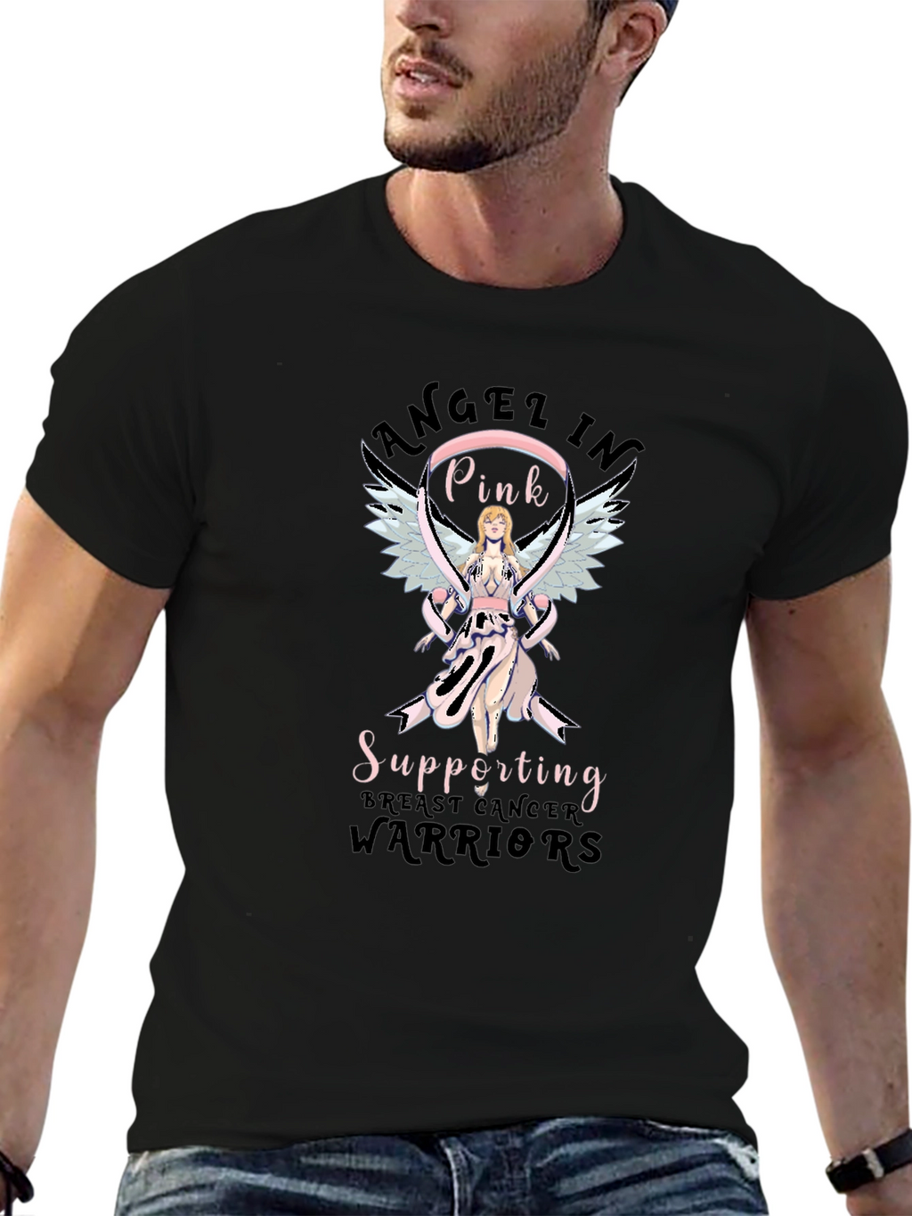 Breast Cancer Awareness Angel In Pink T-Shirt