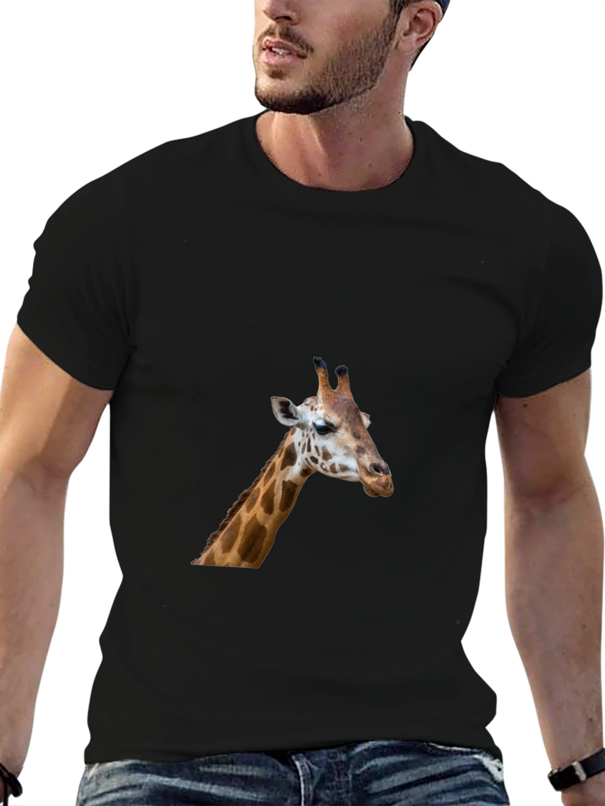 Giraffe Graphic Tee - Black Casual T-Shirt