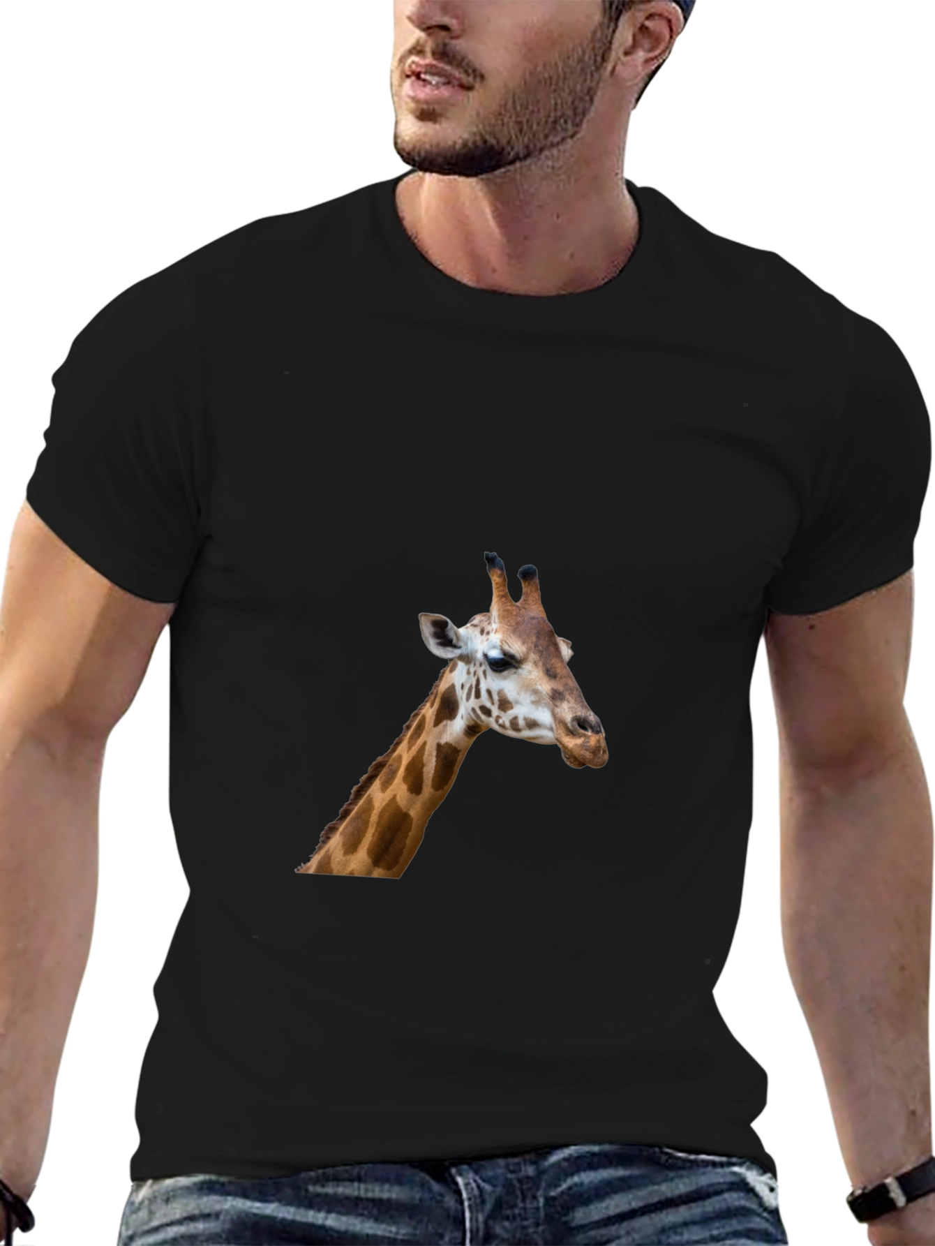 Giraffe Graphic Tee - Black Casual T-Shirt
