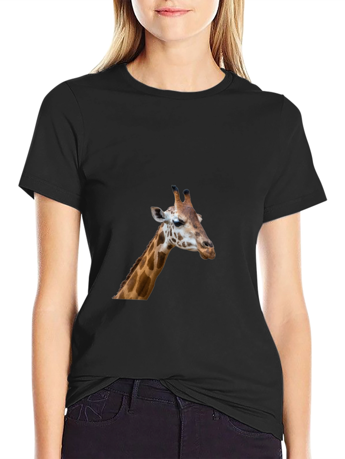 Giraffe Graphic Tee - Black Casual T-Shirt