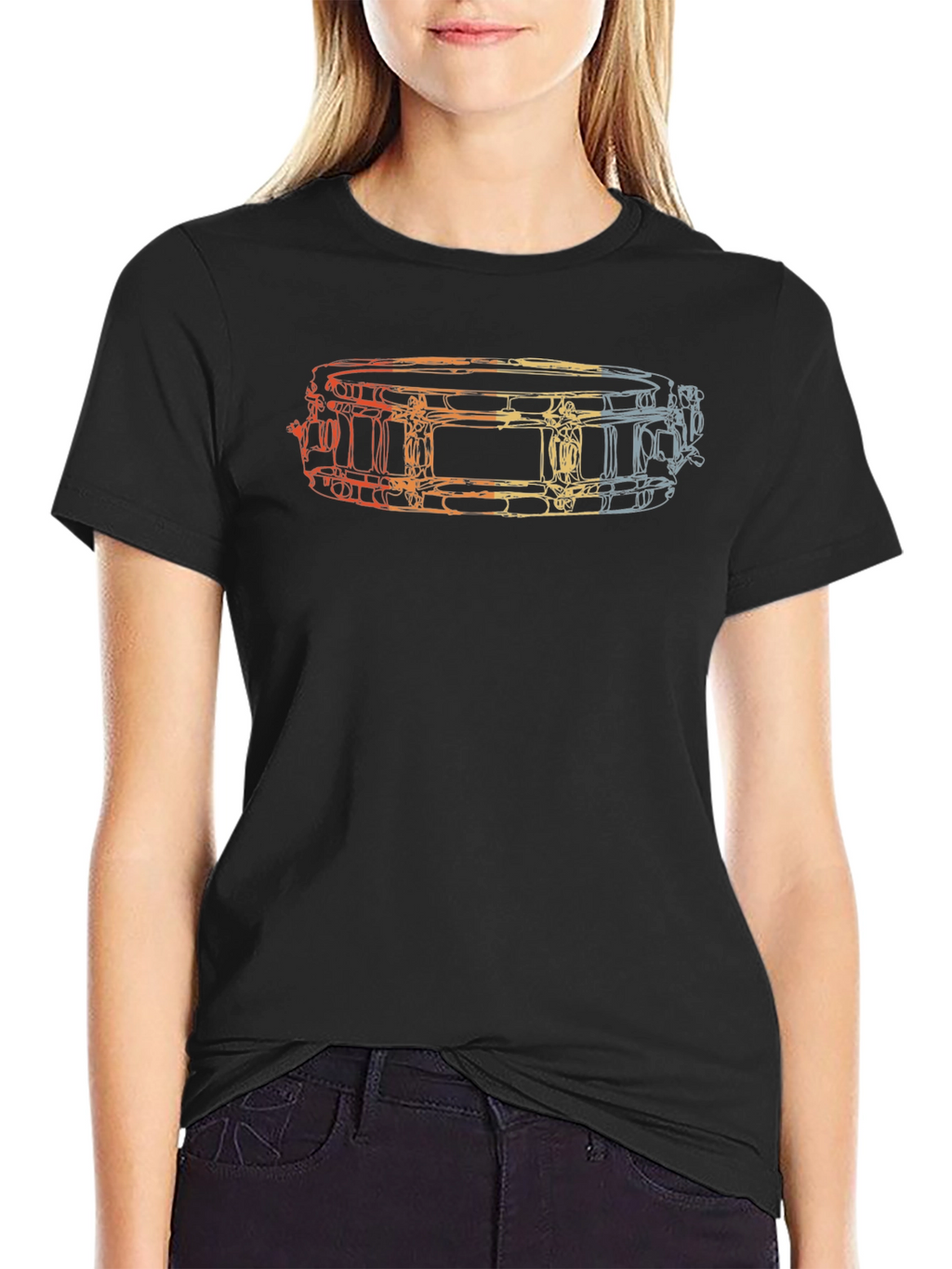 Drummer Snare Drum Graphic Tee - Black