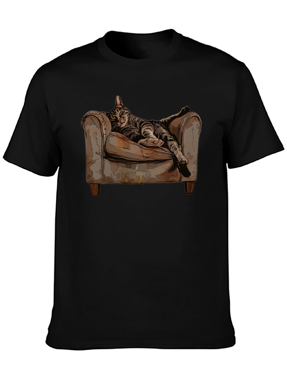 Relaxed Cat in Chair Graphic Tee