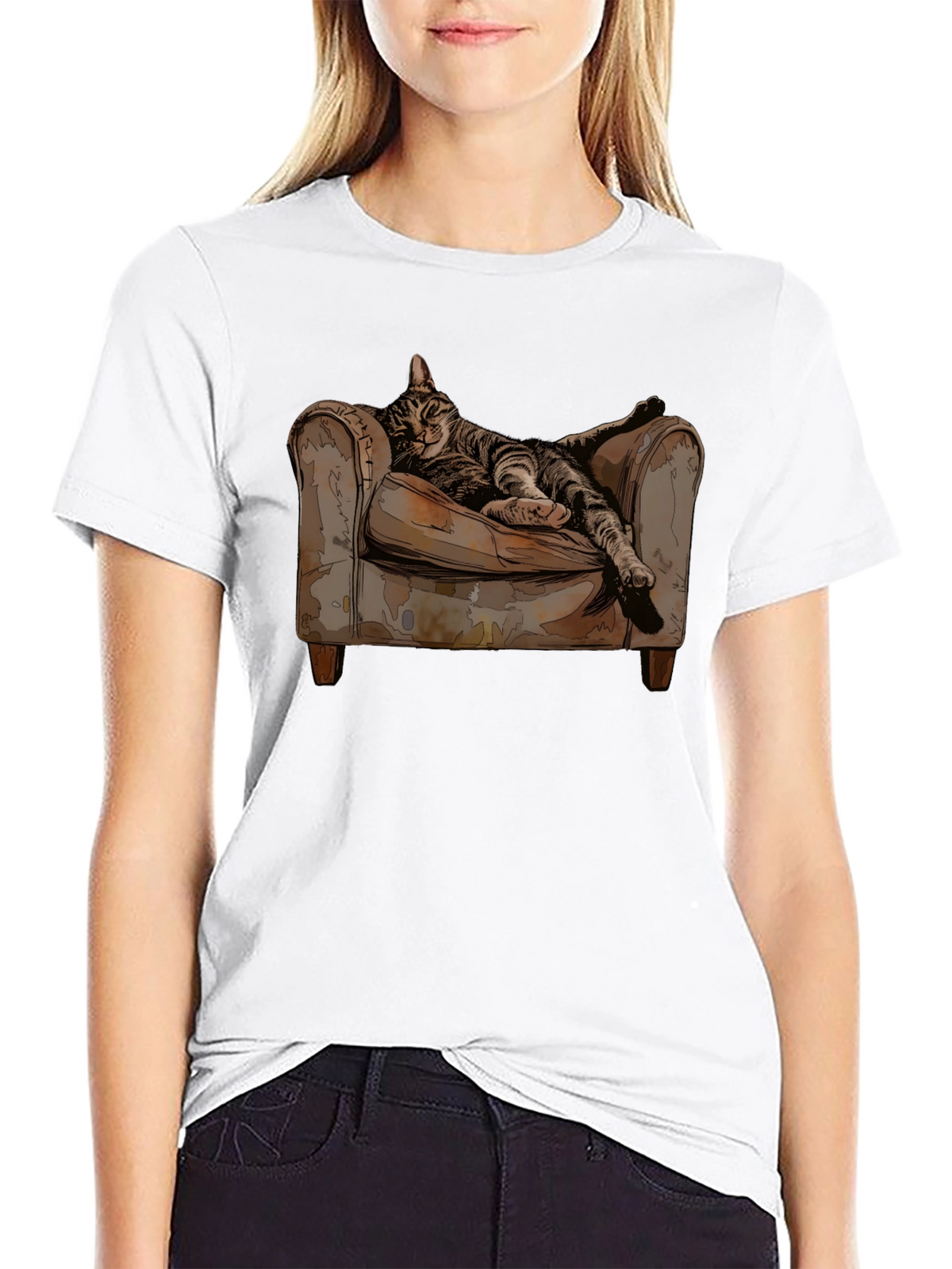 Relaxed Cat in Chair Graphic Tee