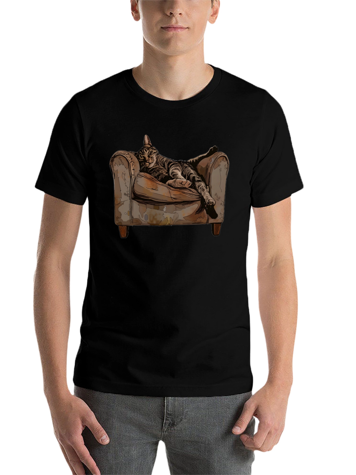 Relaxed Cat in Chair Graphic Tee