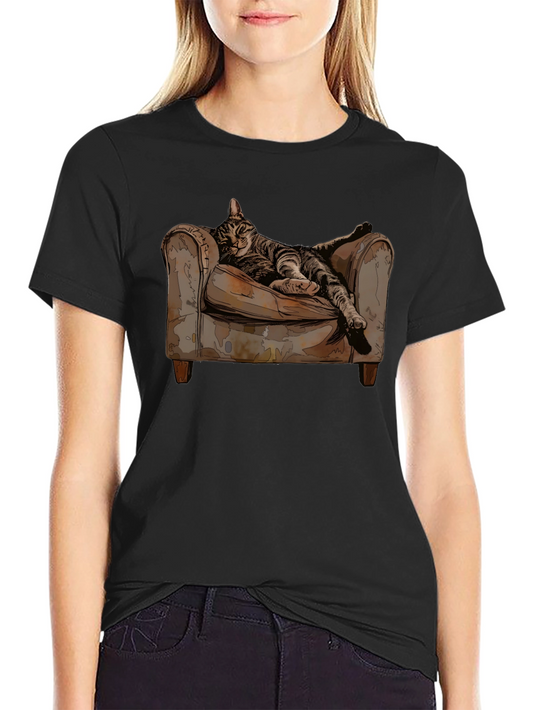 Relaxed Cat in Chair Graphic Tee