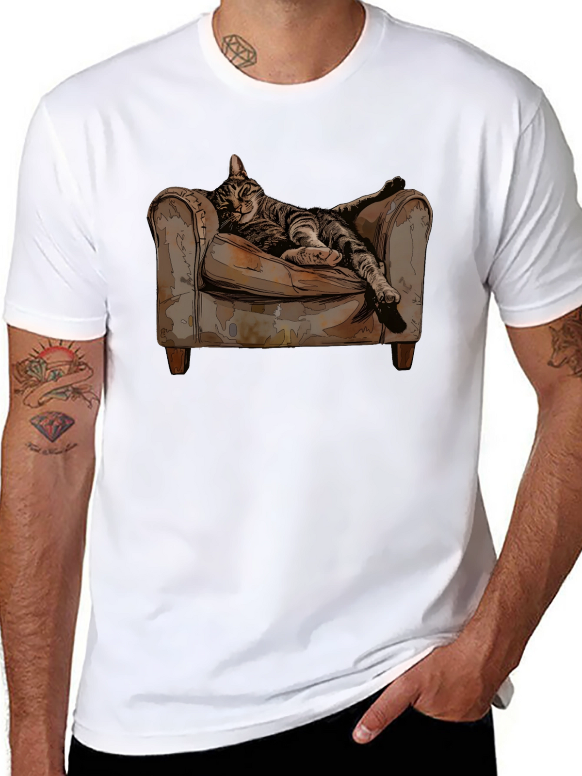 Relaxed Cat in Chair Graphic Tee