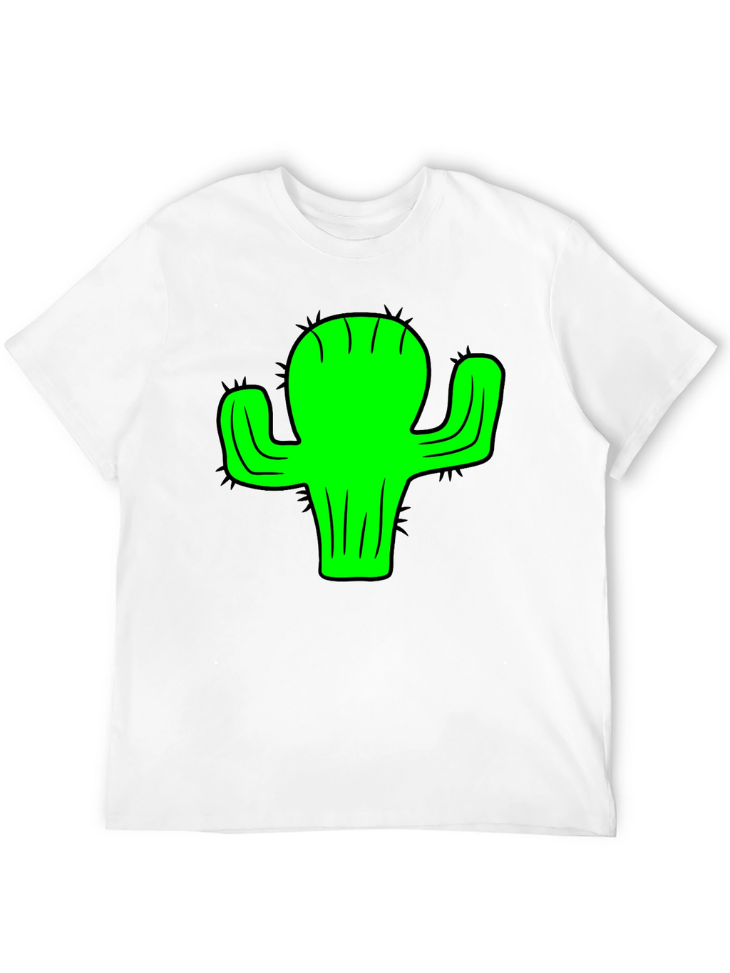 Green Cactus Graphic Black T-Shirt