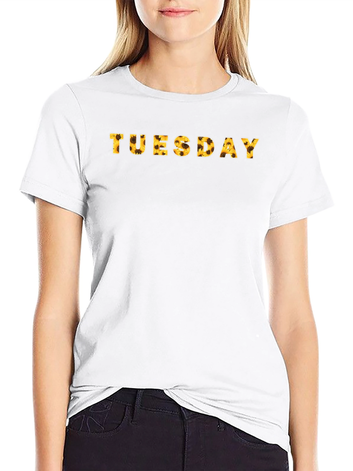 Tuesday Sunflower Print Black T-Shirt