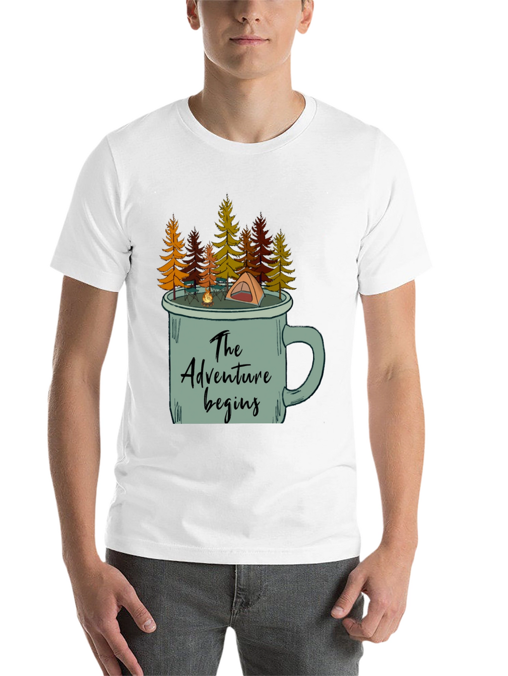 Adventure Begins Camping Mug T-Shirt