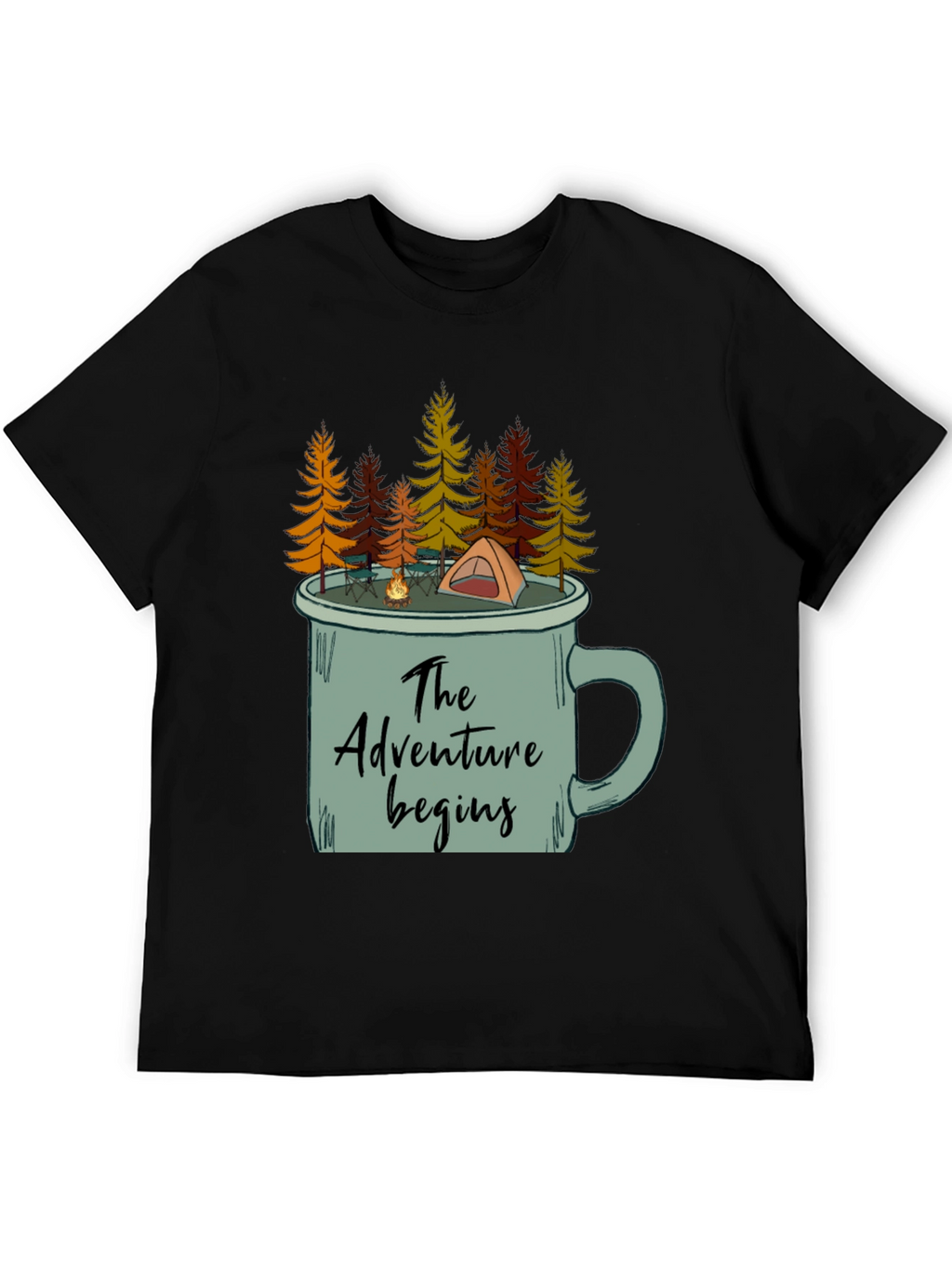 Adventure Begins Camping Mug T-Shirt
