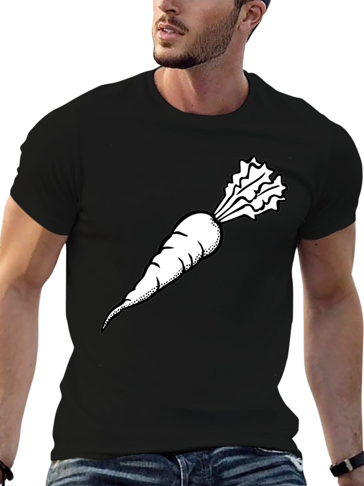 Carrot Graphic Tee - Black Casual Style
