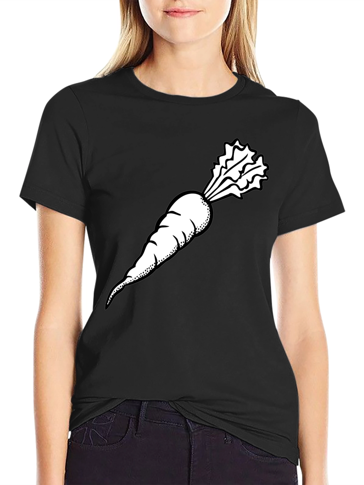 Carrot Graphic Tee - Black Casual Style