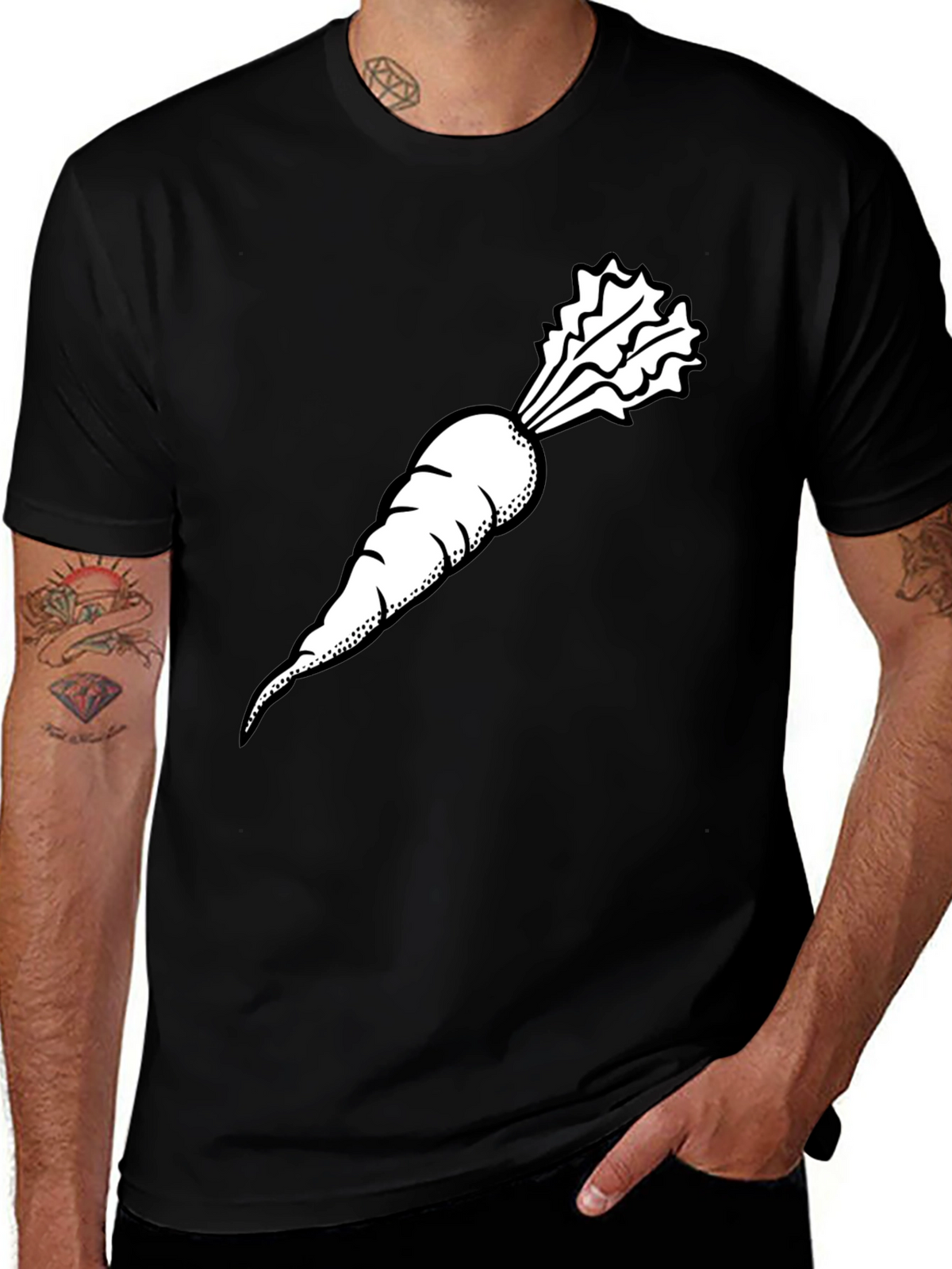 Carrot Graphic Tee - Black Casual Style
