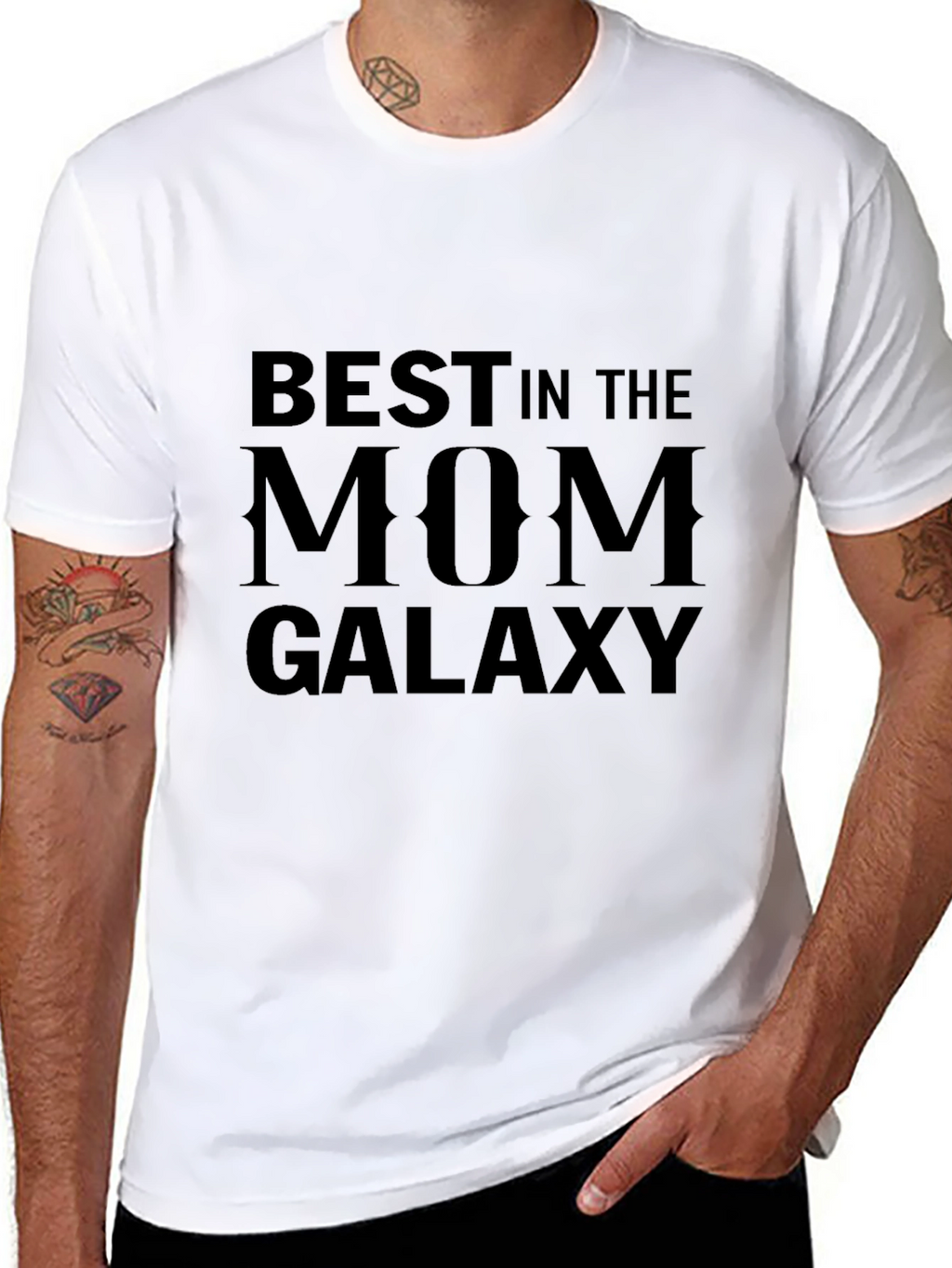 Best in the Mom Galaxy Black Graphic T-Shirt
