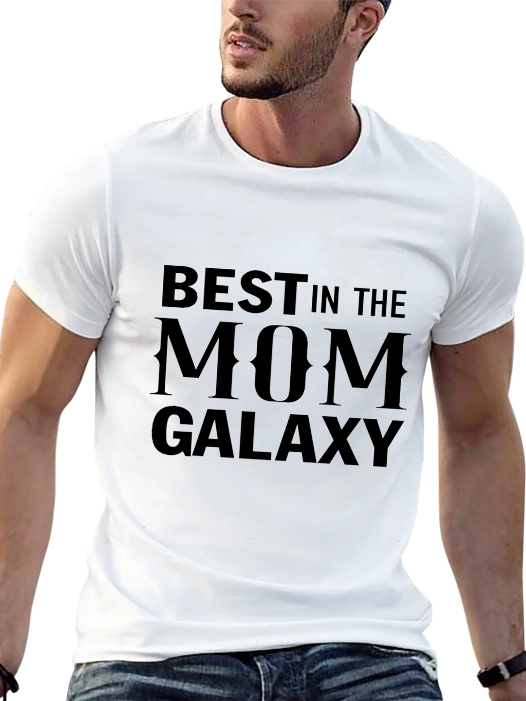 Best in the Mom Galaxy Black Graphic T-Shirt