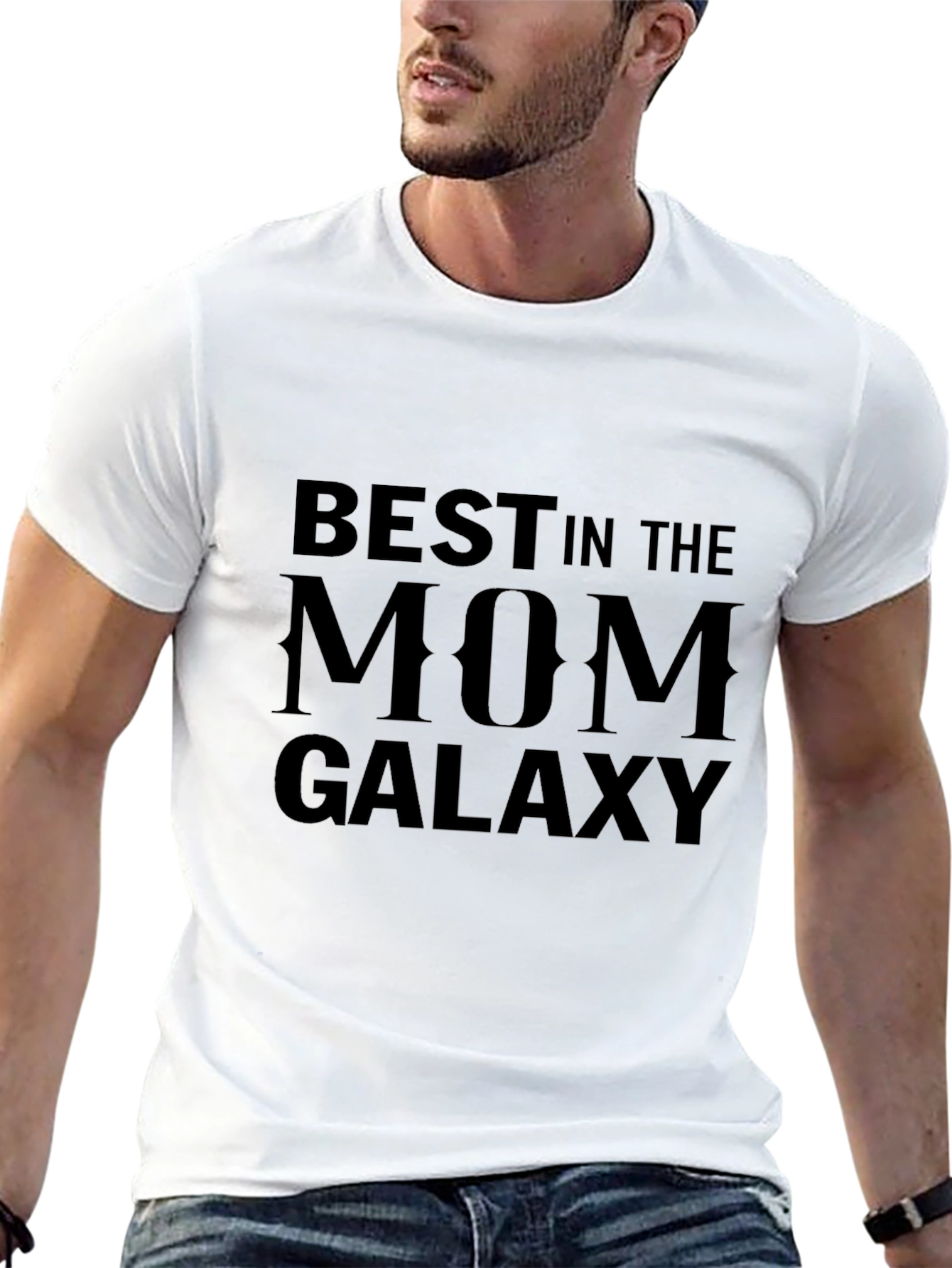 Best in the Mom Galaxy Black Graphic T-Shirt