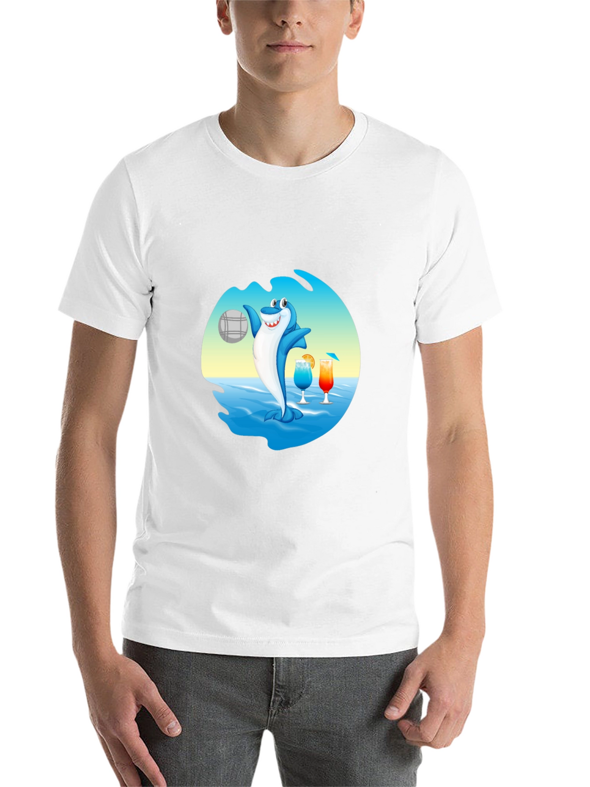 Shark Beach Volleyball Graphic T-Shirt