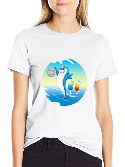 Shark Beach Volleyball Graphic T-Shirt