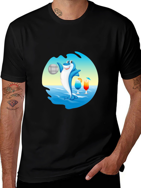 Shark Beach Volleyball Graphic T-Shirt
