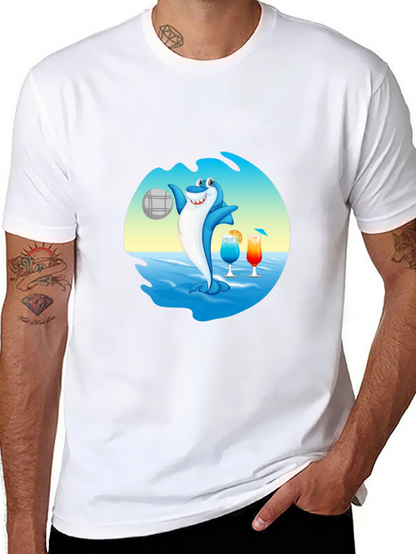 Shark Beach Volleyball Graphic T-Shirt