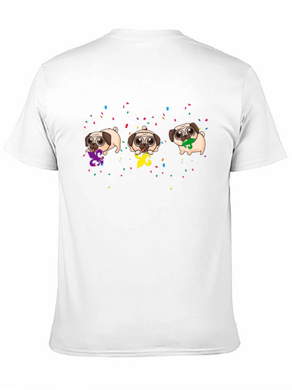 Mardi Gras Pugs Black T-Shirt