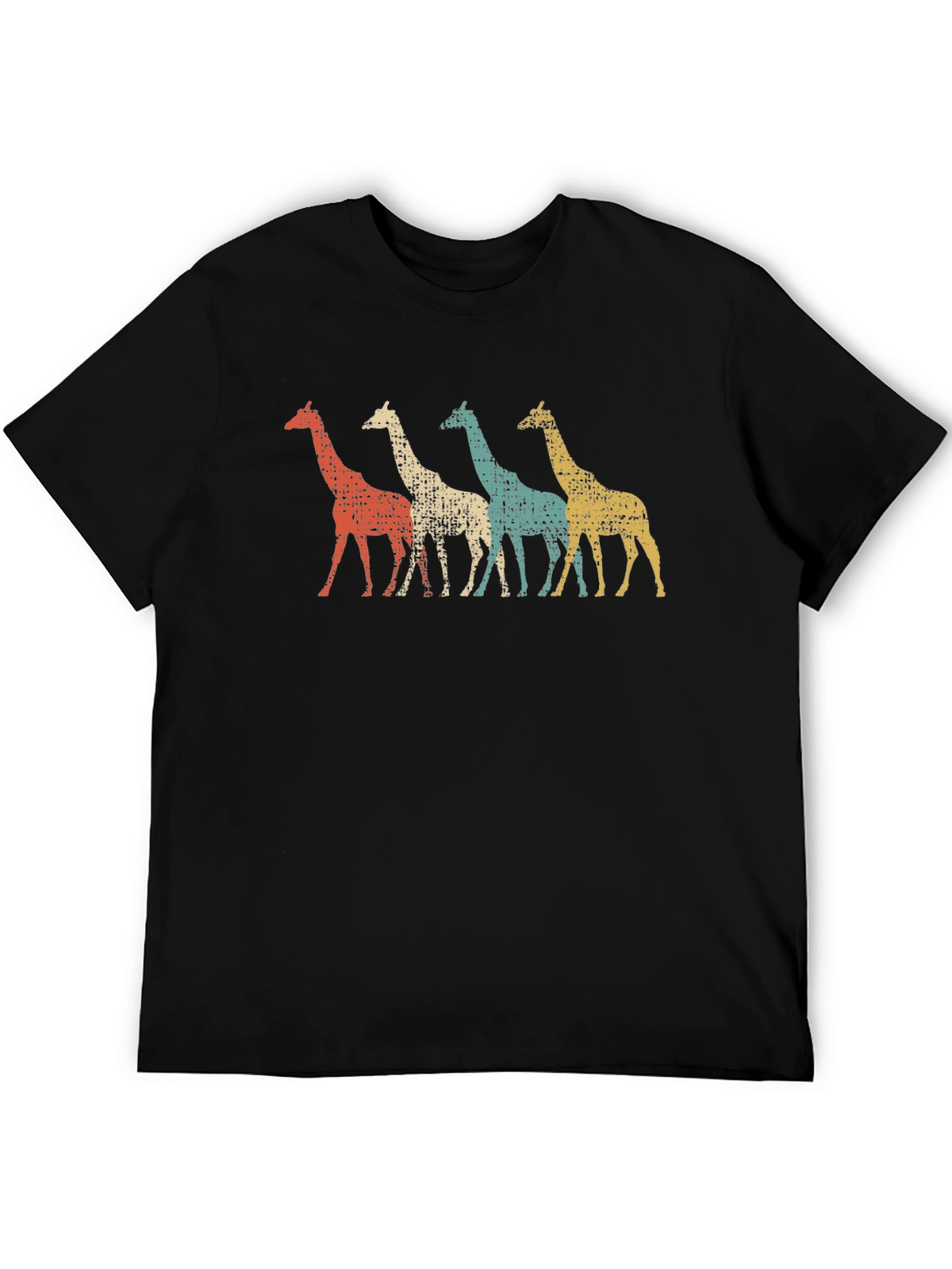 Retro Giraffe Graphic Tee - Black Unisex T-Shirt