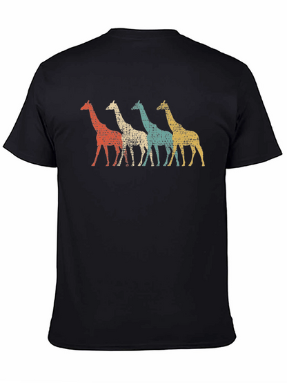 Retro Giraffe Graphic Tee - Black Unisex T-Shirt