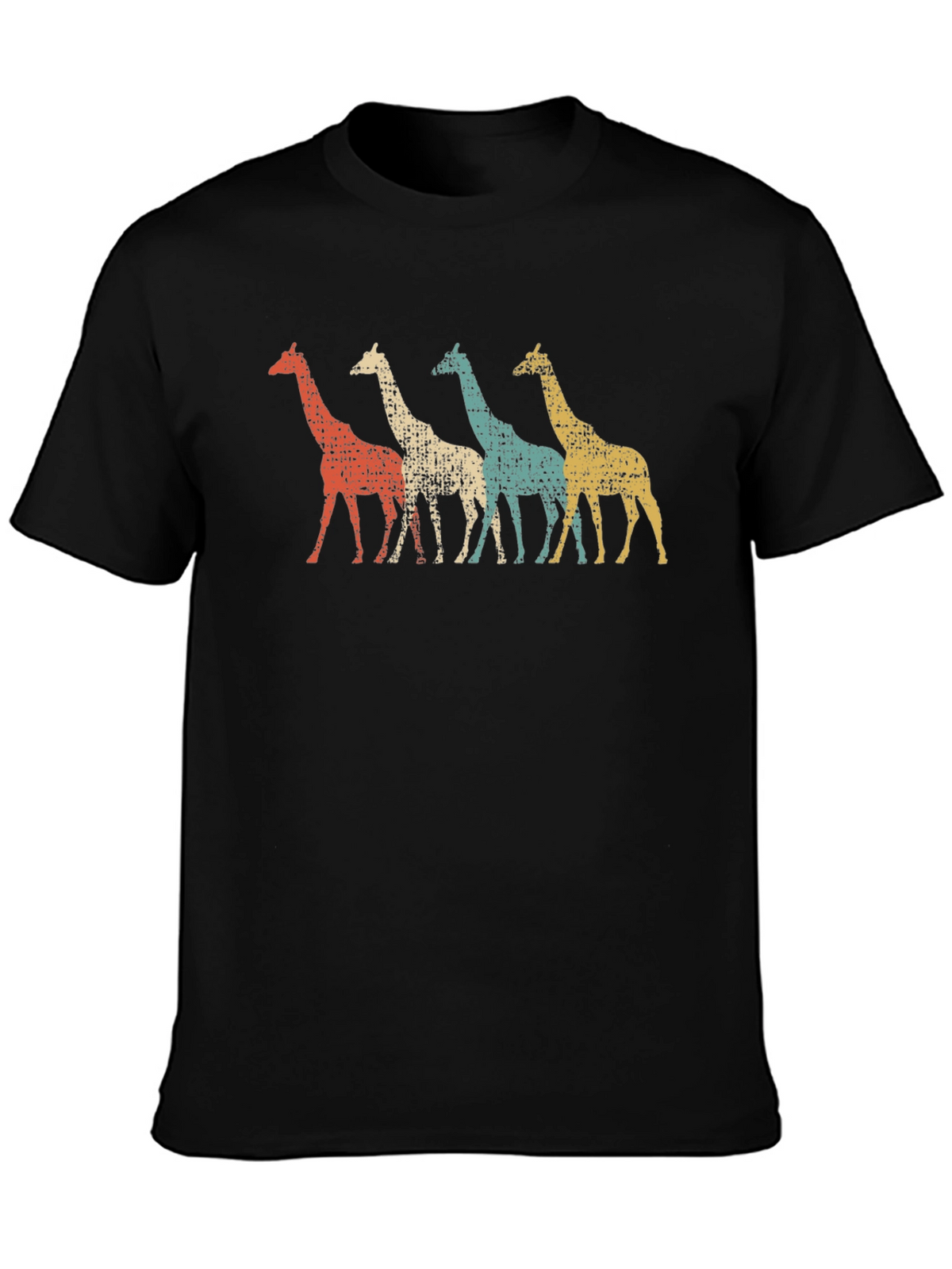 Retro Giraffe Graphic Tee - Black Unisex T-Shirt