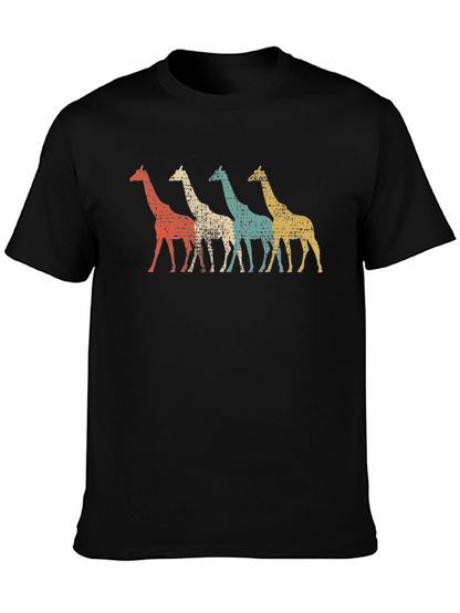 Retro Giraffe Graphic Tee - Black Unisex T-Shirt