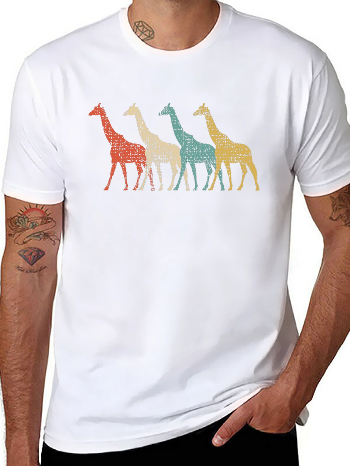 Retro Giraffe Graphic Tee - Black Unisex T-Shirt